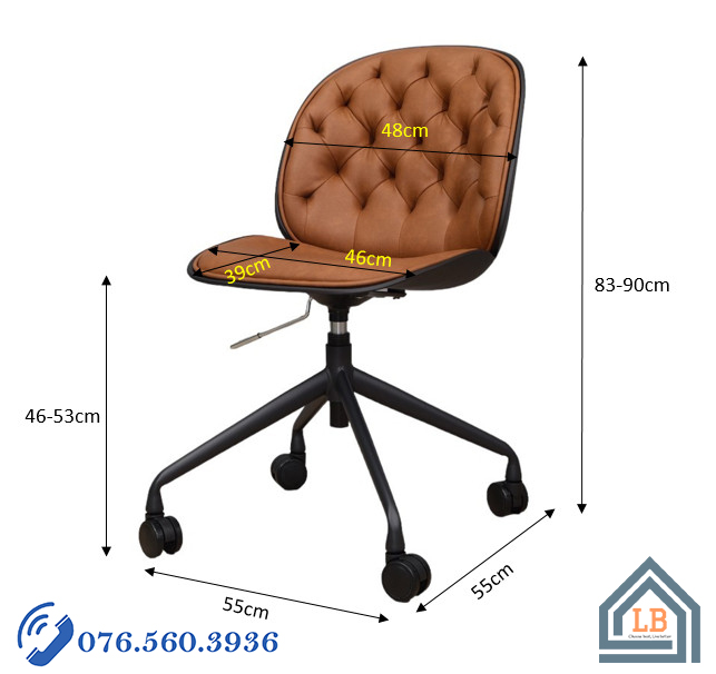 Ghế xoay da Lux Beetle chân thép sơn nâng hạ